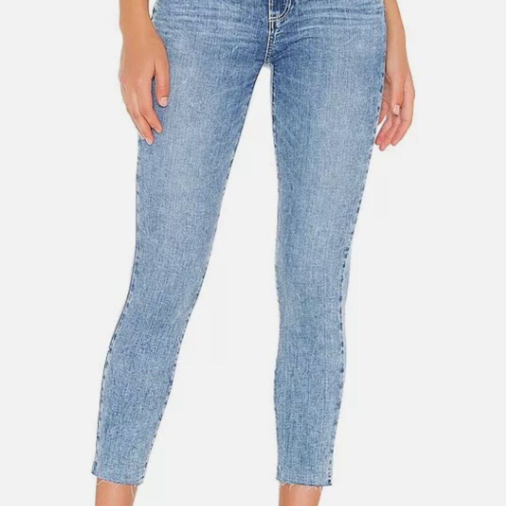 Paige Denim Verdugo Mid Rise Skinny Crop Cut Off Raw Hem Jean in Aloha